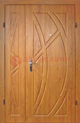 Полуторная металлическая дверь с МДФ золотой дуб ПЛ-17 в Новосибирске