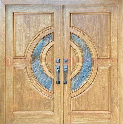 Двухстворчатая металлическая дверь с витражом ВЖ-11 в Новосибирске